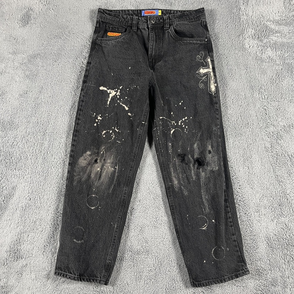 Empyre Baggy Fit Skate Jeans Mens 30 Black Washed Y2K Vintage Streetwear Denim